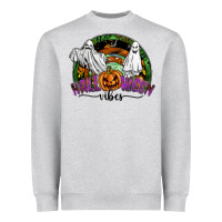 Heather Grey halloween vibes Heavyweight Sweatshirt - SublimationCraftShop