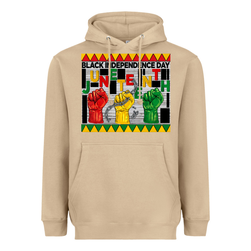Black Independence Day Juneteenth Tumbler Heavyweight Hoodie by BarkalooDesign | Teevron