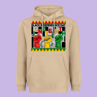 Black Independence Day Juneteenth Tumbler Heavyweight Hoodie Designed By Barkaloodesign