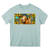 Arona Goat with sunflowers and leopard Heavy Core Tee - RanaPortraitStore