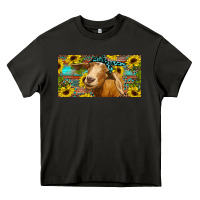 Asphalt Goat with sunflowers and leopard Heavy Core Tee - RanaPortraitStore