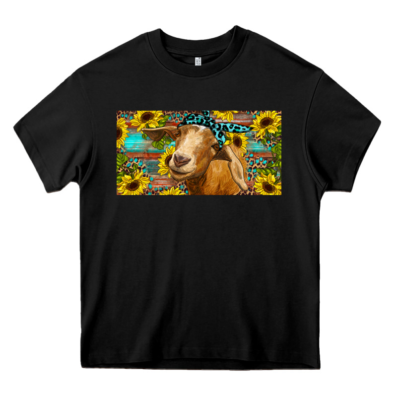 Goat With Sunflowers And Leopard Heavy Core Tee by RanaPortraitStore | Teevron