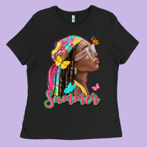 Summer Afro Ladies Tee Designed By Nancycooperartshop
