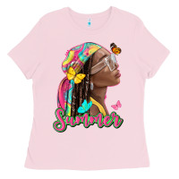 Bubblegum Pink summer afro Ladies Tee - NancyCooperArtShop