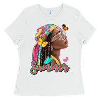 White summer afro Ladies Tee - NancyCooperArtShop