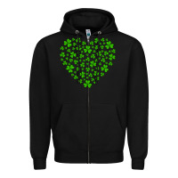 Black shamrock heart Zipper Hoodie - Artiststas
