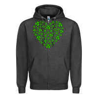 Charcoal Heather shamrock heart Zipper Hoodie - Artiststas