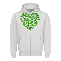 Dove Grey shamrock heart Zipper Hoodie - Artiststas
