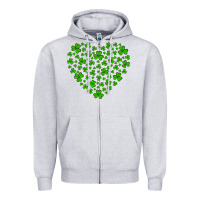 Heather Grey shamrock heart Zipper Hoodie - Artiststas