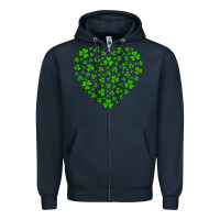 Navy shamrock heart Zipper Hoodie - Artiststas