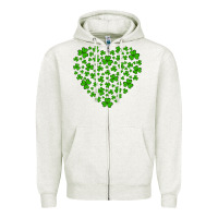 Oatmeal Heather shamrock heart Zipper Hoodie - Artiststas