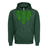 Sports Green shamrock heart Zipper Hoodie - Artiststas