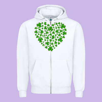 Shamrock Heart Zipper Hoodie Designed By Artiststas