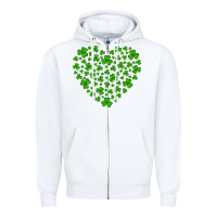 White shamrock heart Zipper Hoodie - Artiststas