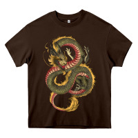 Chocolate Brown green and yellow dragon Heavy Core Tee - RanaPortraitStore