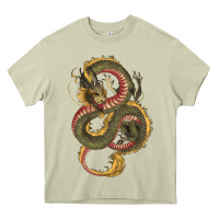 Mossy green and yellow dragon Heavy Core Tee - RanaPortraitStore
