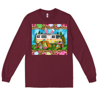Burgundy Easter Day camping Long Sleeve Tee - OliviaCreatesArt
