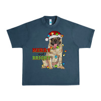 Midnight Navy merry and bright pug Urban Heavy Tee - RanaPortraitStore