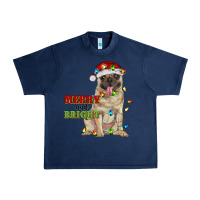 Navy merry and bright pug Urban Heavy Tee - RanaPortraitStore