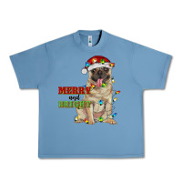 Pebble Blue merry and bright pug Urban Heavy Tee - RanaPortraitStore