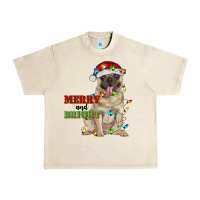 Merry And Bright Pug Urban Heavy Tee | Teevron