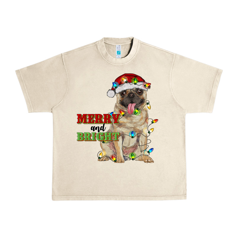 Merry And Bright Pug Urban Heavy Tee by RanaPortraitStore | Teevron