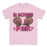 Bubblegum Pink in october we wear pink skeleton Classic Tee - texasbilliewilder
