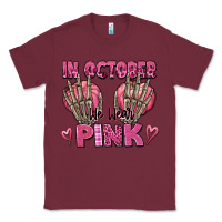 Burgundy in october we wear pink skeleton Classic Tee - texasbilliewilder