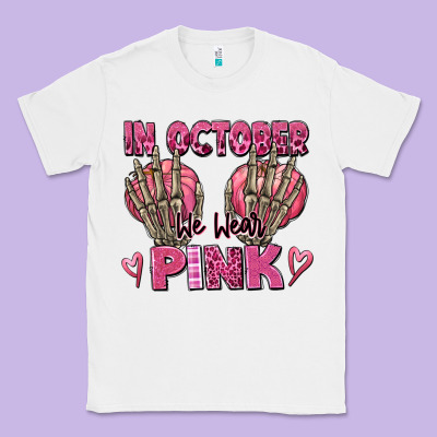 In October We Wear Pink Skeleton Classic Tee Designed By Texasbilliewilder
