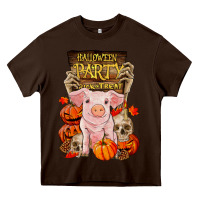 Chocolate Brown halloween party pig Heavy Core Tee - RanaPortraitStore