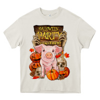 Cream halloween party pig Heavy Core Tee - RanaPortraitStore