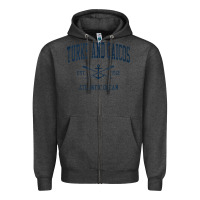 Charcoal Heather Turks And Caicos Vintage Navy Crossed Oars & Boat Anchor Zipper Hoodie - trangStudio