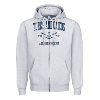 Heather Grey Turks And Caicos Vintage Navy Crossed Oars & Boat Anchor Zipper Hoodie - trangStudio