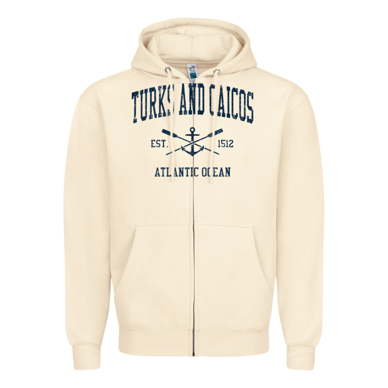 Turks And Caicos Vintage Navy Crossed Oars & Boat Anchor Zipper Hoodie by trangStudio | Teevron