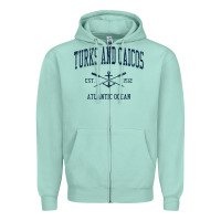 Seafoam Turks And Caicos Vintage Navy Crossed Oars & Boat Anchor Zipper Hoodie - trangStudio