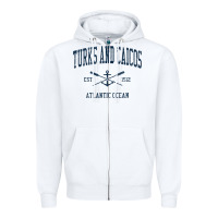White Turks And Caicos Vintage Navy Crossed Oars & Boat Anchor Zipper Hoodie - trangStudio