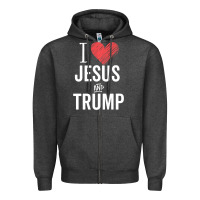 Charcoal Heather I Love Jesus And Trump Republican Conservative Gift Zipper Hoodie - trangStudio