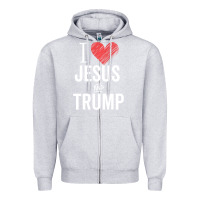 Heather Grey I Love Jesus And Trump Republican Conservative Gift Zipper Hoodie - trangStudio