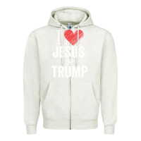 Oatmeal Heather I Love Jesus And Trump Republican Conservative Gift Zipper Hoodie - trangStudio