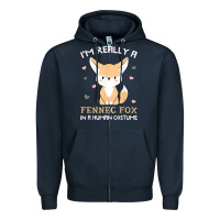 Navy i'm really a fennec fox in a human costume funny gift t shirt Zipper Hoodie - trangStudio