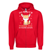 Red i'm really a fennec fox in a human costume funny gift t shirt Zipper Hoodie - trangStudio