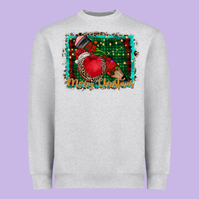 Merry Christmas Teacher Heavyweight Sweatshirt Designed By Cowhidedigitalart
