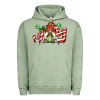 Pigment Oil Green joy with gnomes and christmas cookie and candies Urban Hoodie - AdoDesignShop