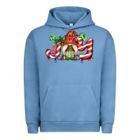 Pigment Pebble Blue joy with gnomes and christmas cookie and candies Urban Hoodie - AdoDesignShop
