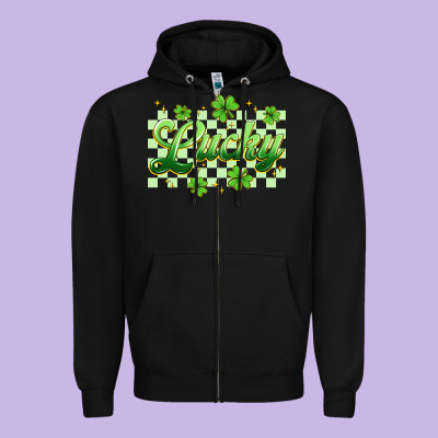 Checkered Lucky Zipper Hoodie Designed By Artiststas