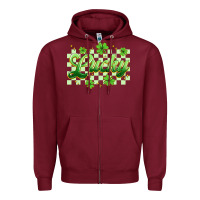 Burgundy checkered lucky Zipper Hoodie - Artiststas