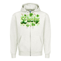 Oatmeal Heather checkered lucky Zipper Hoodie - Artiststas
