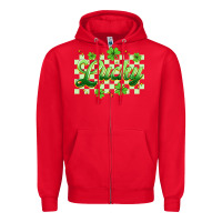 Red checkered lucky Zipper Hoodie - Artiststas
