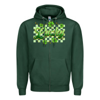 Sports Green checkered lucky Zipper Hoodie - Artiststas