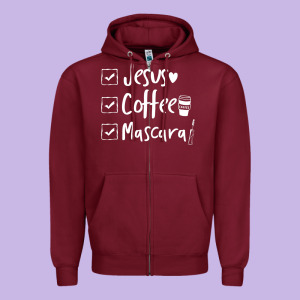 Checklist Jesus Coffee Mascara Zipper Hoodie Designed By Trangstudio
